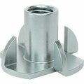 Bsc Preferred Zinc-Plated Steel Tee Nut Inserts for Wood M6 x 1 mm Thread Size 12.1 mm Installed Length, 50PK 98965A320